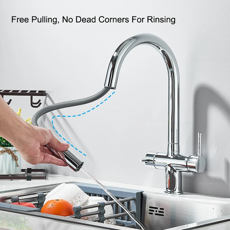 Wanmivezlo Extend Nozzle Kitchen Faucet 360 Degree Rotate Hot Cold Mixer kitchen Taps Dual Handle Drinking Water Tap
