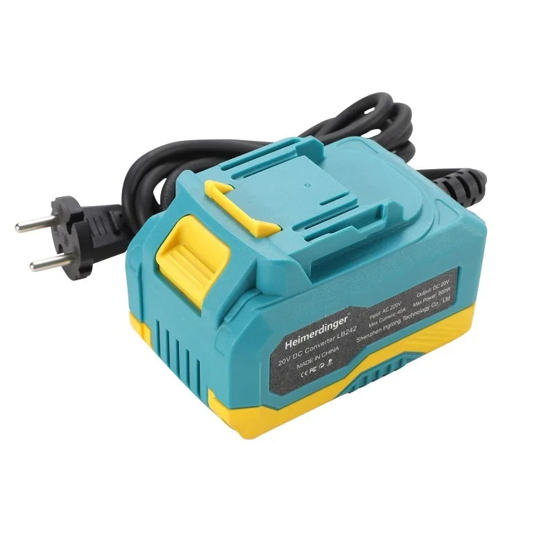 220V AC to 18V DC converter for 20V Cordless Tools - Smart Protection, EU Plug, Non-Slip Design