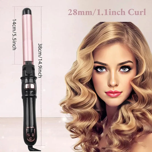 Automatic Hair Curler 1.1inches Rotating Curling Iron with LED Display Fast Heating Curling Wand Hair Curler for Home&Travel Use