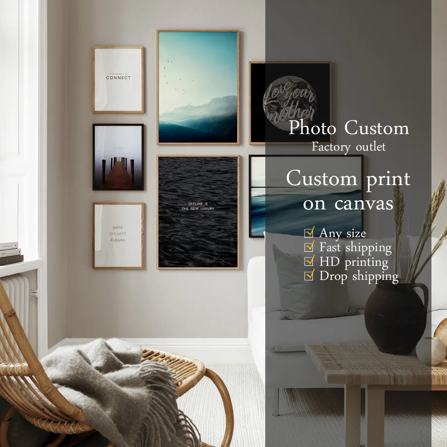 Wall Art With Your Photo Painting Decoration Picture for Living Room Personalized Gift Custom Poster Any Size Print Canvas