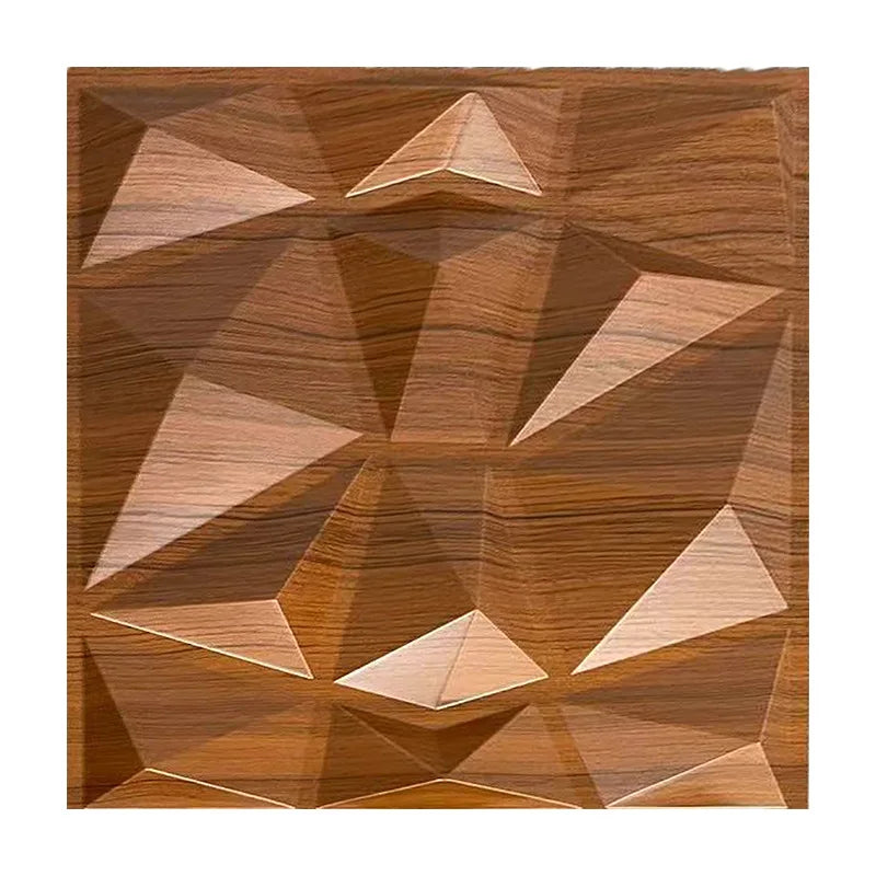 3D Textured PVC Wall Panels - Waterproof Decorative Wall for Living Spaces, Glossy Teak Finish Perfect for Modern Interiors