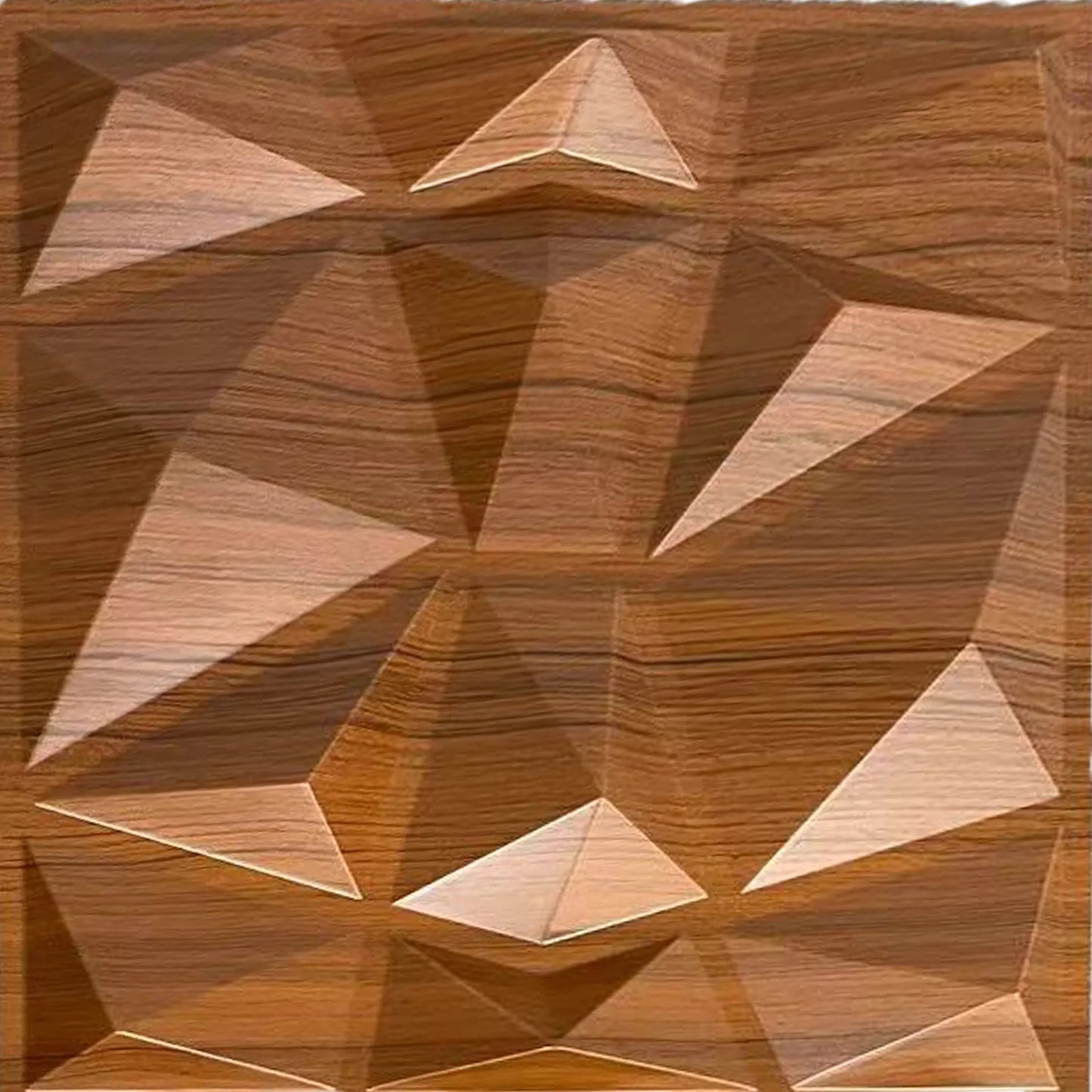 3D Textured PVC Wall Panels - Waterproof Decorative Wall for Living Spaces, Glossy Teak Finish Perfect for Modern Interiors