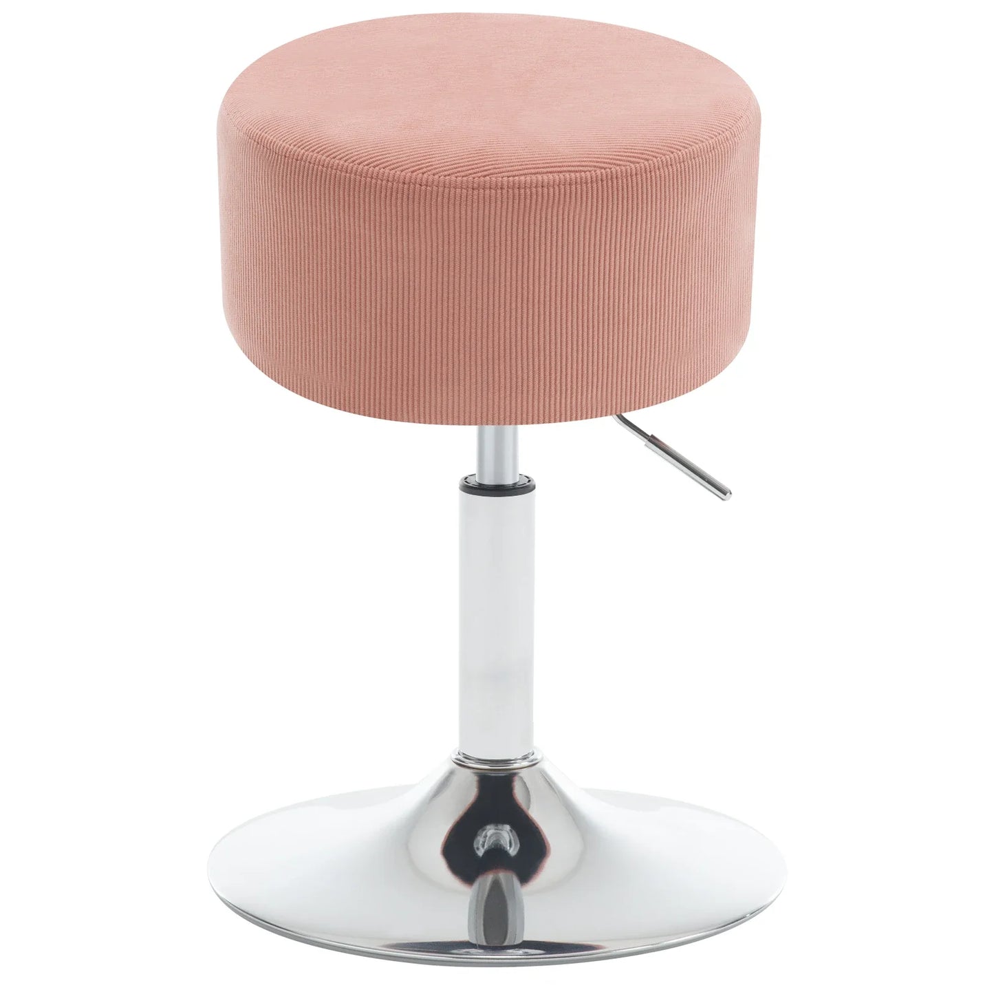 WOLTU 1PC White Round Swivel Bar Stools Height-Adjustable Makeup Stools Corduroy Padded Stools for Office Kitchen Home