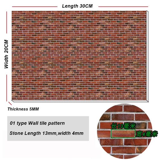 20*30CM Miniature Building Wall Panel Material PVC Floor Tile Model For Diy Handmade Dollhouse Decoration for Diorama 1pc