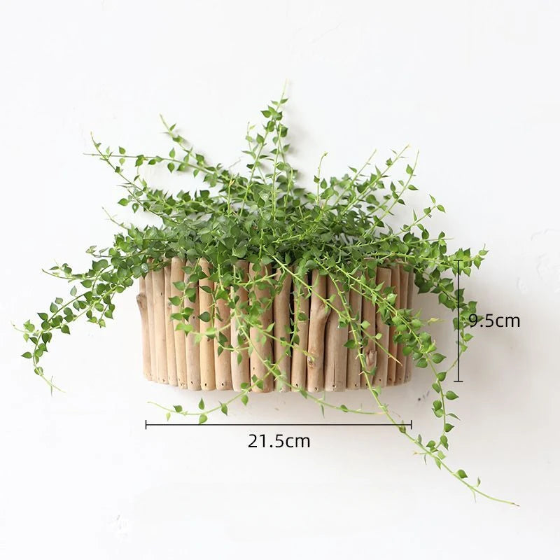 Wood Modern Decorative Vases Creative Simple Living Room Decoration Half Wall Hanging Flower Vases Interior Room Decorations