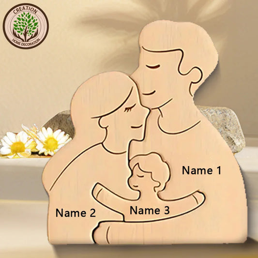 Art Puzzle Personalized Family Laser Carving Name Wooden Decorations Family Father Mother Thanksgiving Gift New Year Gift