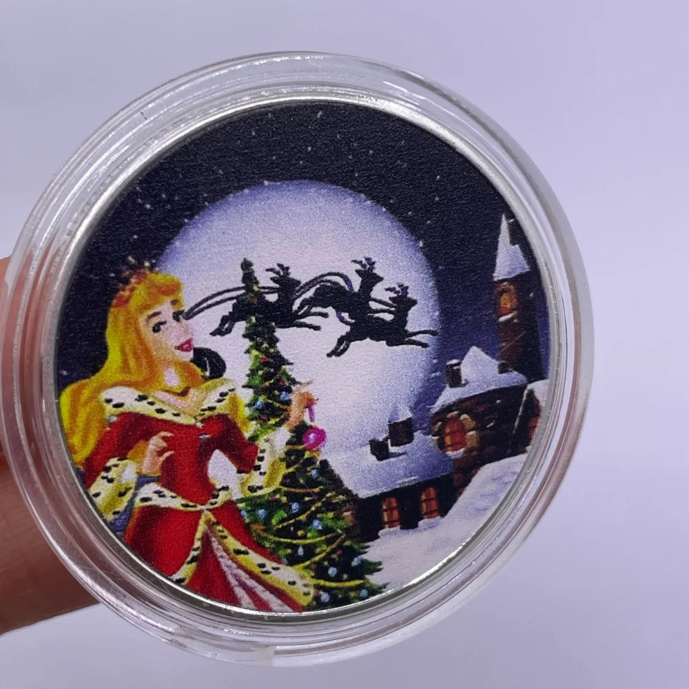 Best Xmas Gift! 17 Designs Christmas Gold&Silver Coin with Acrylic shell/Gift Box Collectible for Kids Friends Party Home Decor