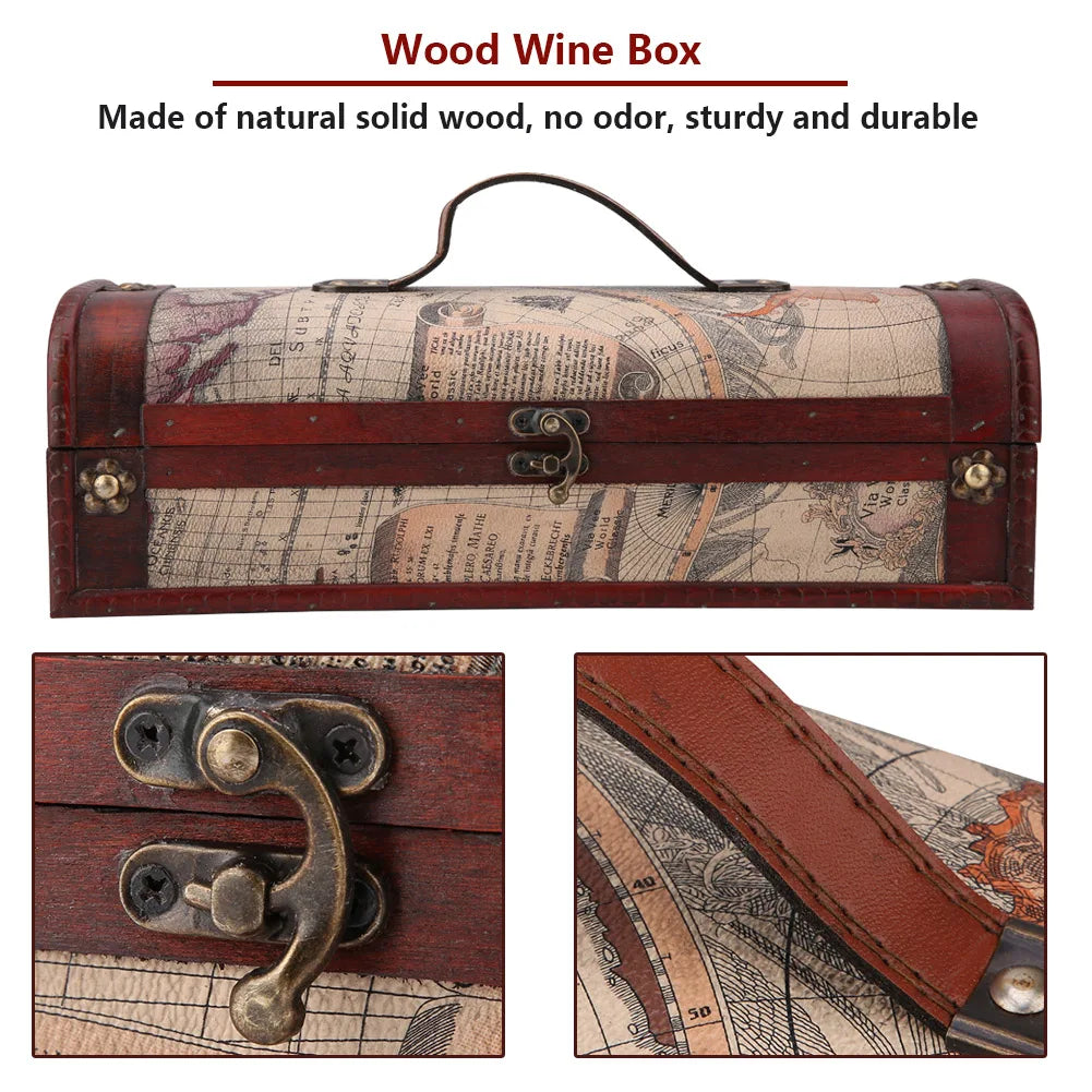 Wooden Wine Storage Box Vintage Wooden Red Wine Champagne Single Bottle Packing Storage Box Wedding Birthday Gift