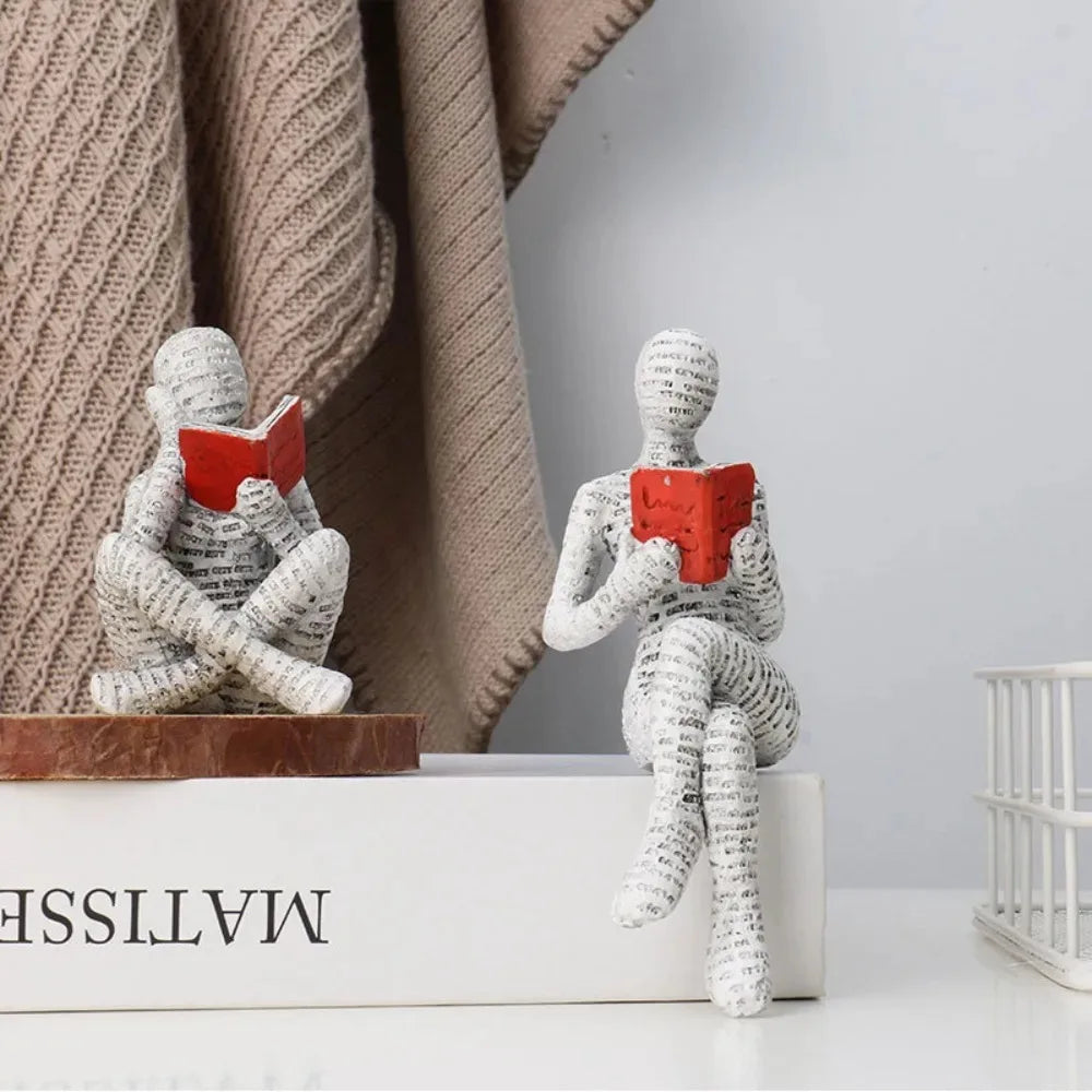 Resin Abstract Home Decor Figurines Simple Reading Desk Stylish Art Decor for Bookshelf Living Room Home Office Spaces Art Decor