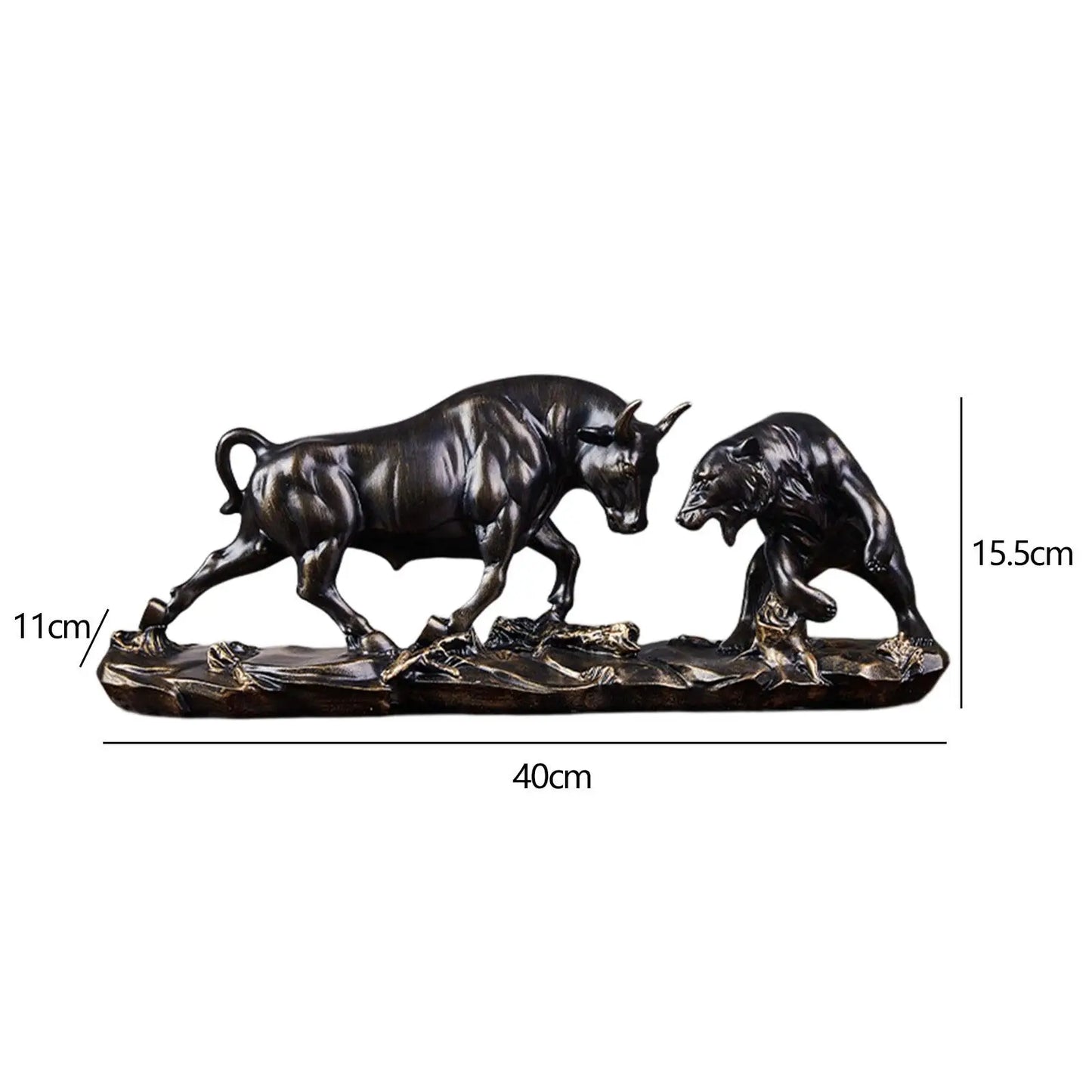 Bull Figurine Lifelike Fine Workmanship Collection Bear and Bull Statue Cattle Sculptures for Shelves Desk Office Bookcase Shelf