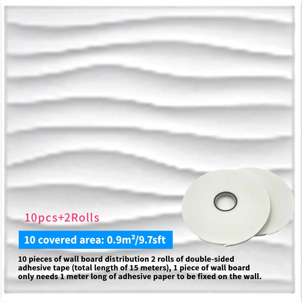 Wall Renovation 3D PVC Wave Board Texture Wall Panel Non-self-adhesive Wall Sticker Art Ceramic Tile Wallpaper Room Bathroom