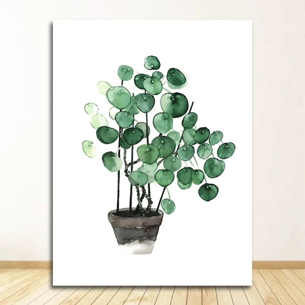 Wall Art Paintings for Living Room Home Decor Scandinavian Style Tropical Plants Poster Green Leaves Decorative Picture Modern