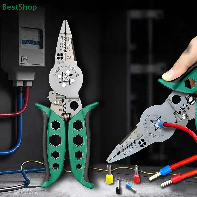 ♥♥♥Multi-functional Electrician's Pliers,Wire Stripping Pliers,Terminal Crimping Pliers Hand Tools