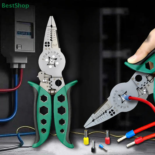 ♥♥♥Multi-functional Electrician's Pliers,Wire Stripping Pliers,Terminal Crimping Pliers Hand Tools