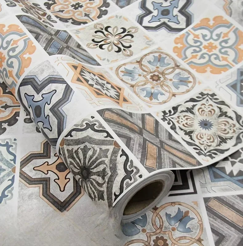 40cm PVC Waterproof Wall Stickers Bathroom Self Adhesive Wallpaper Kitchen Oil-proof Cabinet Renovation European Style 3D Home