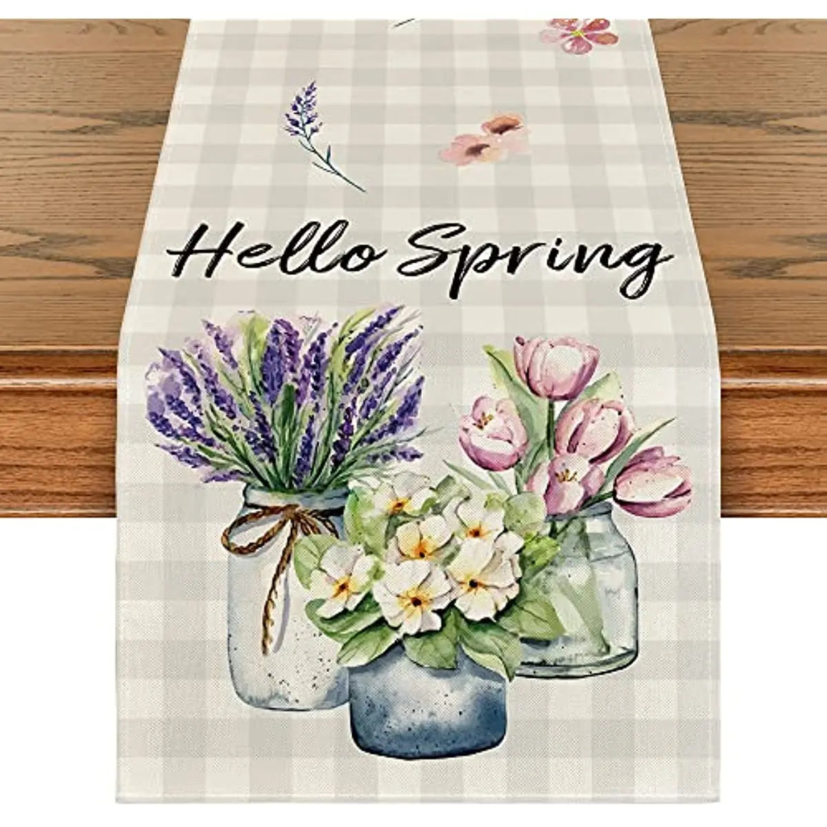Floral Linen Table Runners Thanksgiving Wedding Table Decoration for Kitchen Decor Home Party Table Runner Coffee Table Decor
