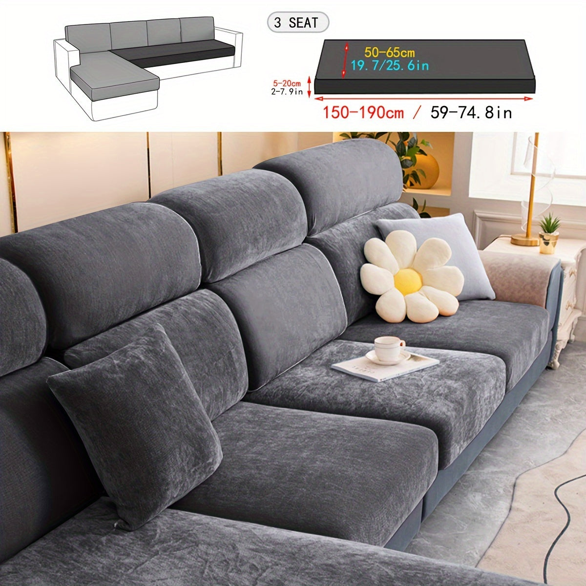 1pc Premium Thickened Sofa Slipcover - Waterproof Furniture Protector for Bedroom, Office, Living Room Home Decor - Stain-Resistant, Easy to Clean, Durable Couch Cover with Soft Brushed Fabric
