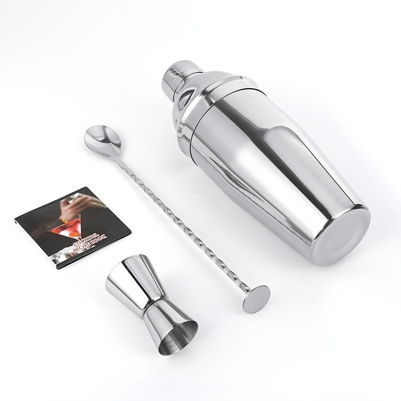 5pcs, Cocktail Shaker Set, Including 750ml/25.4oz Stainless Steel Cocktail Shaker, Bar Spoon, Double Jigger And Pour Spouts, Bar Accessories, For Bar, Pub, Club Use