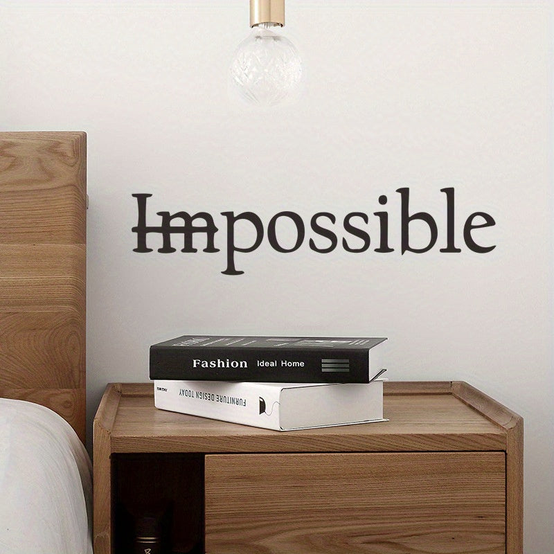 1pc, Quotes Wall Sticker, Wall Art Sticker, Words Design Vinyl Not Impossible Wall Sticker Removable Motivational Wall Decals For Bedroom Classroom Living Room Quote Saying Home Decor