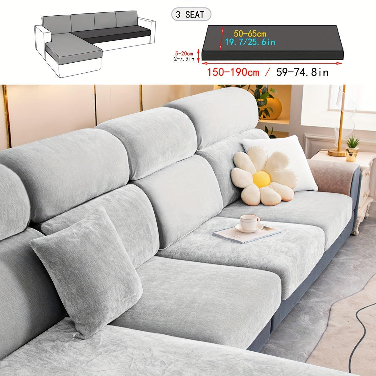 1pc Premium Thickened Sofa Slipcover - Waterproof Furniture Protector for Bedroom, Office, Living Room Home Decor - Stain-Resistant, Easy to Clean, Durable Couch Cover with Soft Brushed Fabric